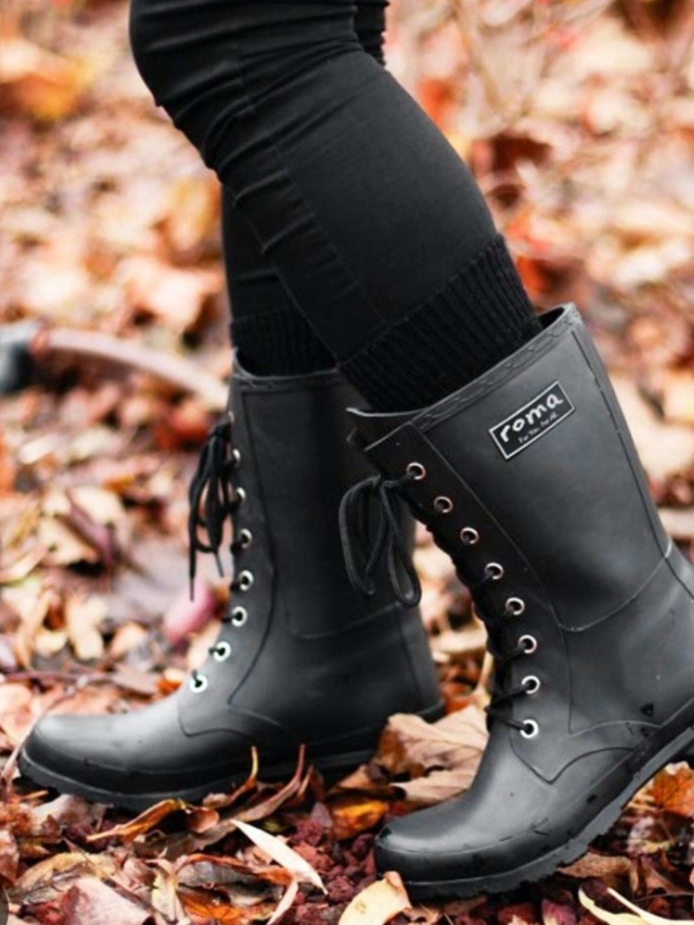 Roma Women's Black Lace-Up Waterproof Boots Size 7, Used Great Condition.